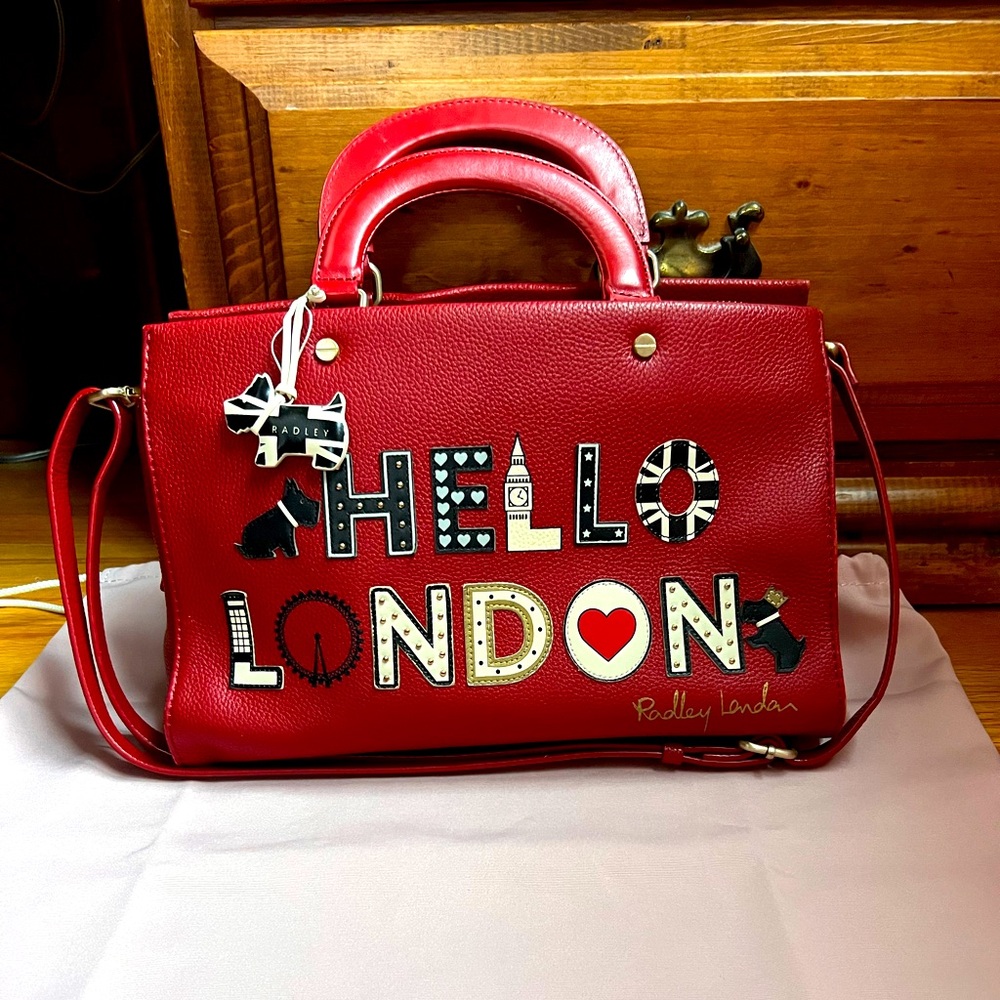 RADLEY London Hello London LIMITED EDITION Red Pebble Leather Satchel.